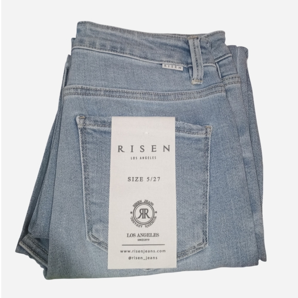 RISEN High Rise Crop Bootcut Fray Hem Jeans - Picture 8 of 13